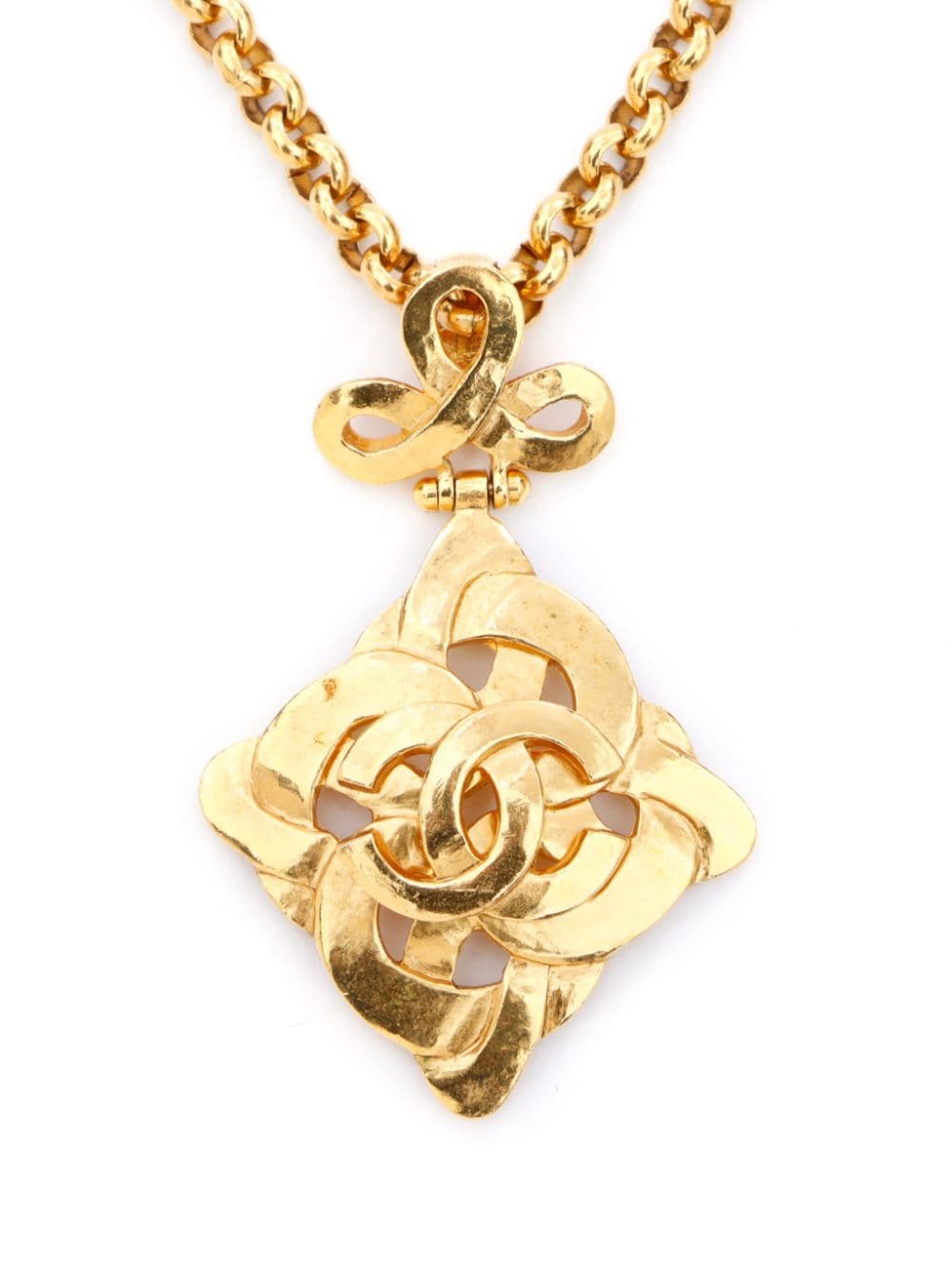 Pre-owned Chanel 1997 Cc Pendant Necklace In Gold