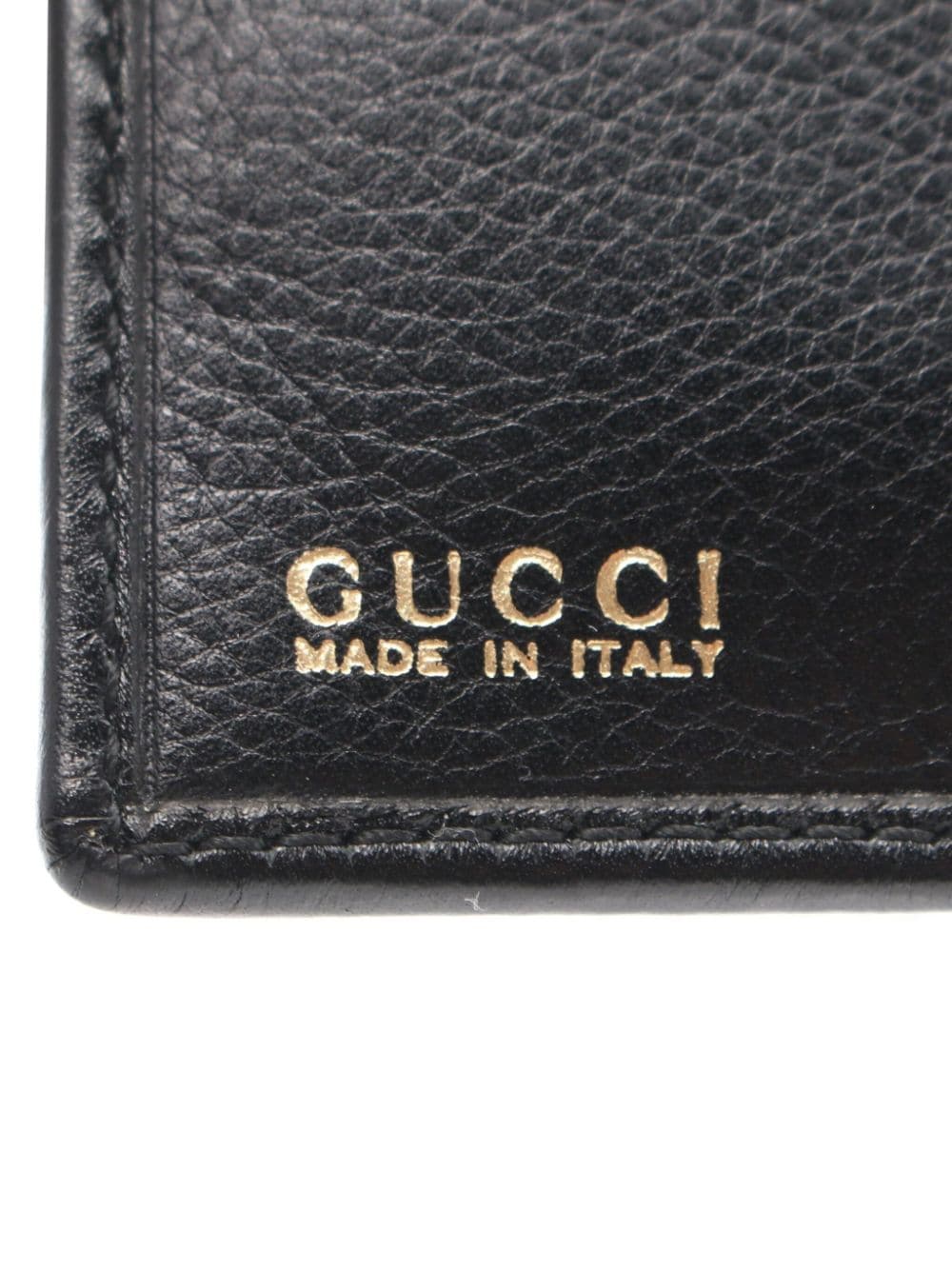 Pre-owned Gucci 2000s Bamboo Leather Wallet In 黑色