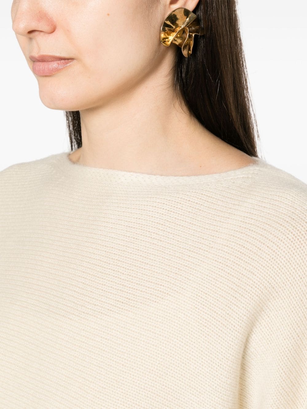 Shop Allude Boat-neck Cashmere Jumper In Neutrals