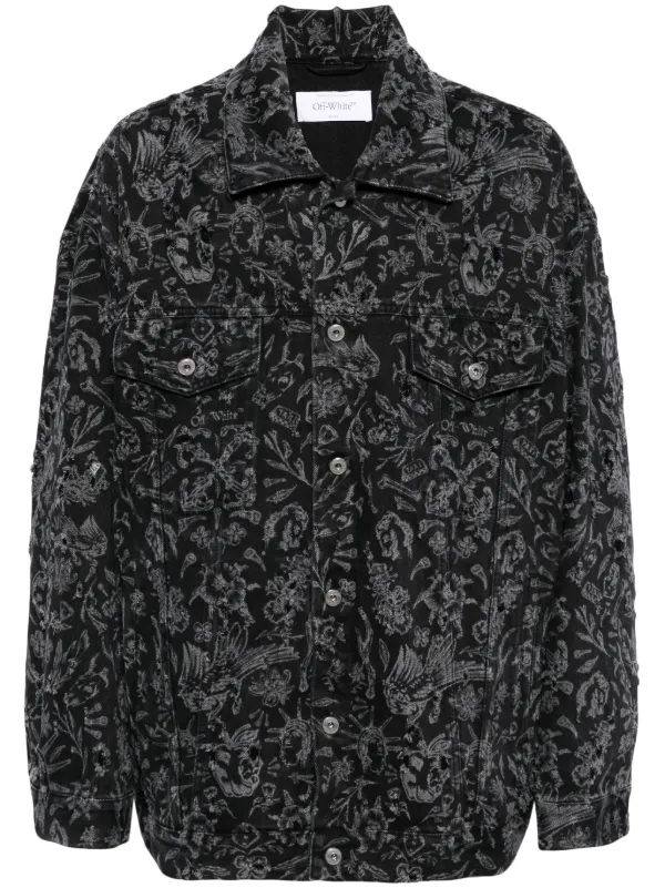 Off White paisley print Denim Jacket Grey FARFETCH AO