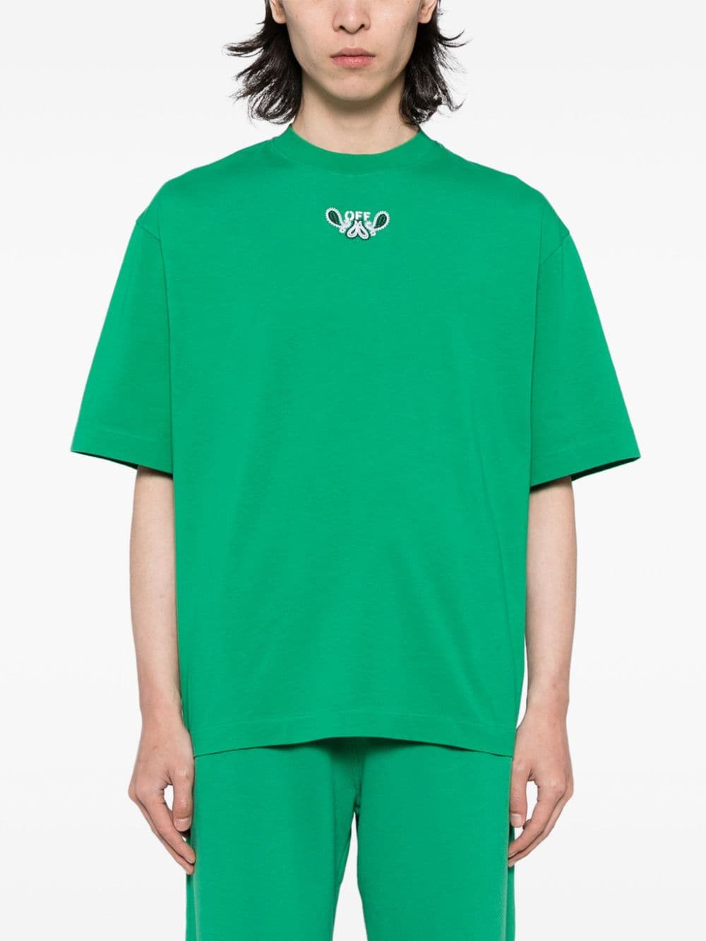 Shop Off-white Bandana Arrow Cotton T-shirt In Green