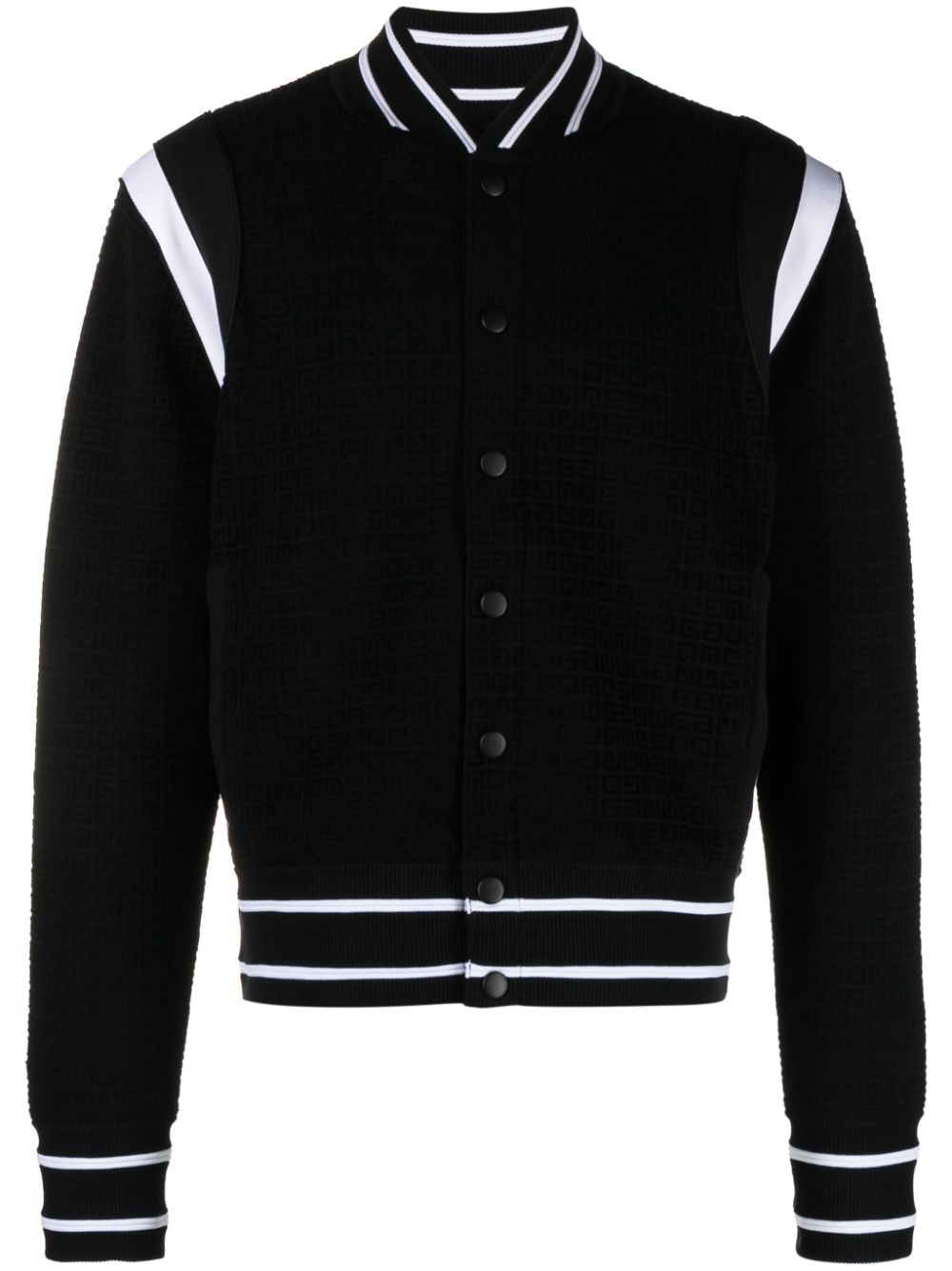 Shop Givenchy 4g-embossed Stripe-trim Bomber Jacket In Black