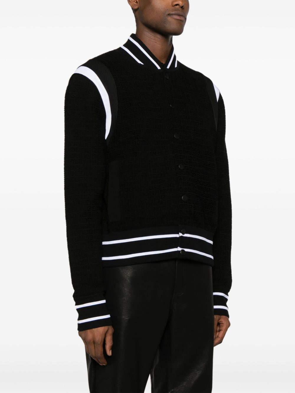 Shop Givenchy 4g-embossed Stripe-trim Bomber Jacket In Black