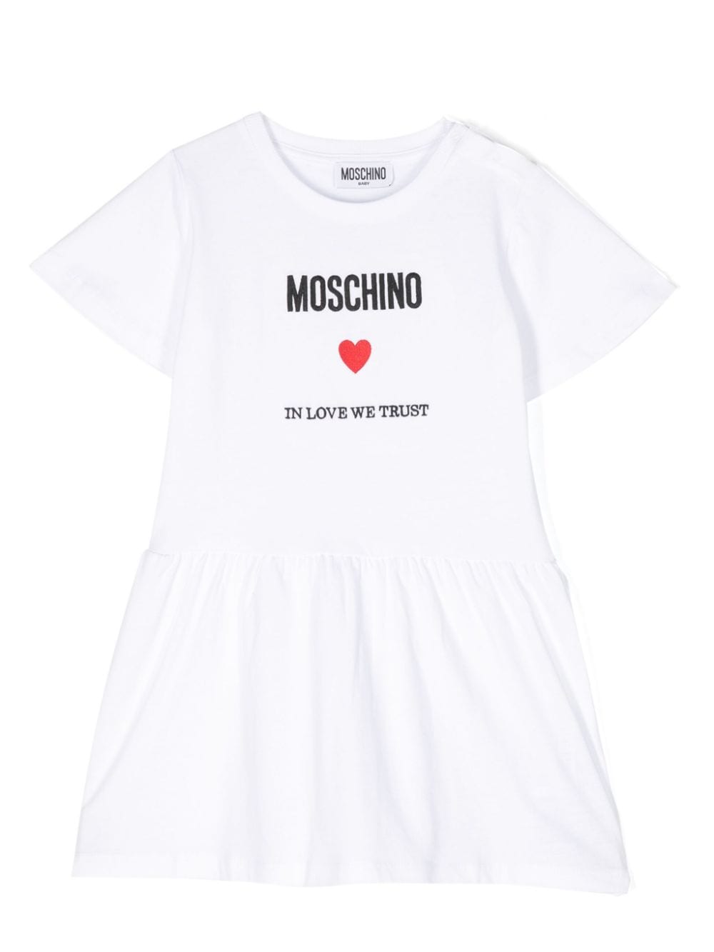 Moschino Babies' Logo-embroidered Cotton Dress In White