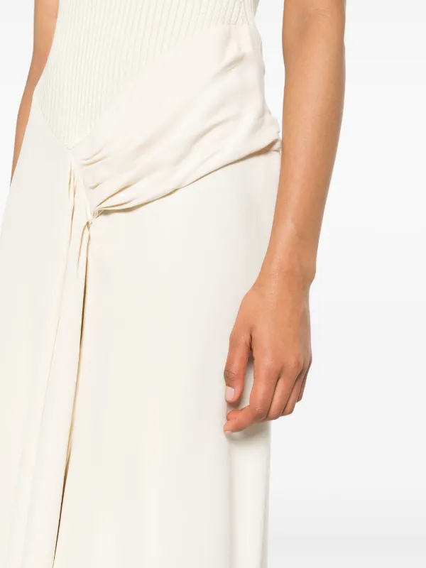 Victoria Beckham Asymmetric Panelled Midi Dress | Neutrals