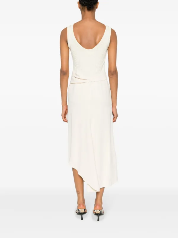 Victoria Beckham Asymmetric Panelled Midi Dress | Neutrals