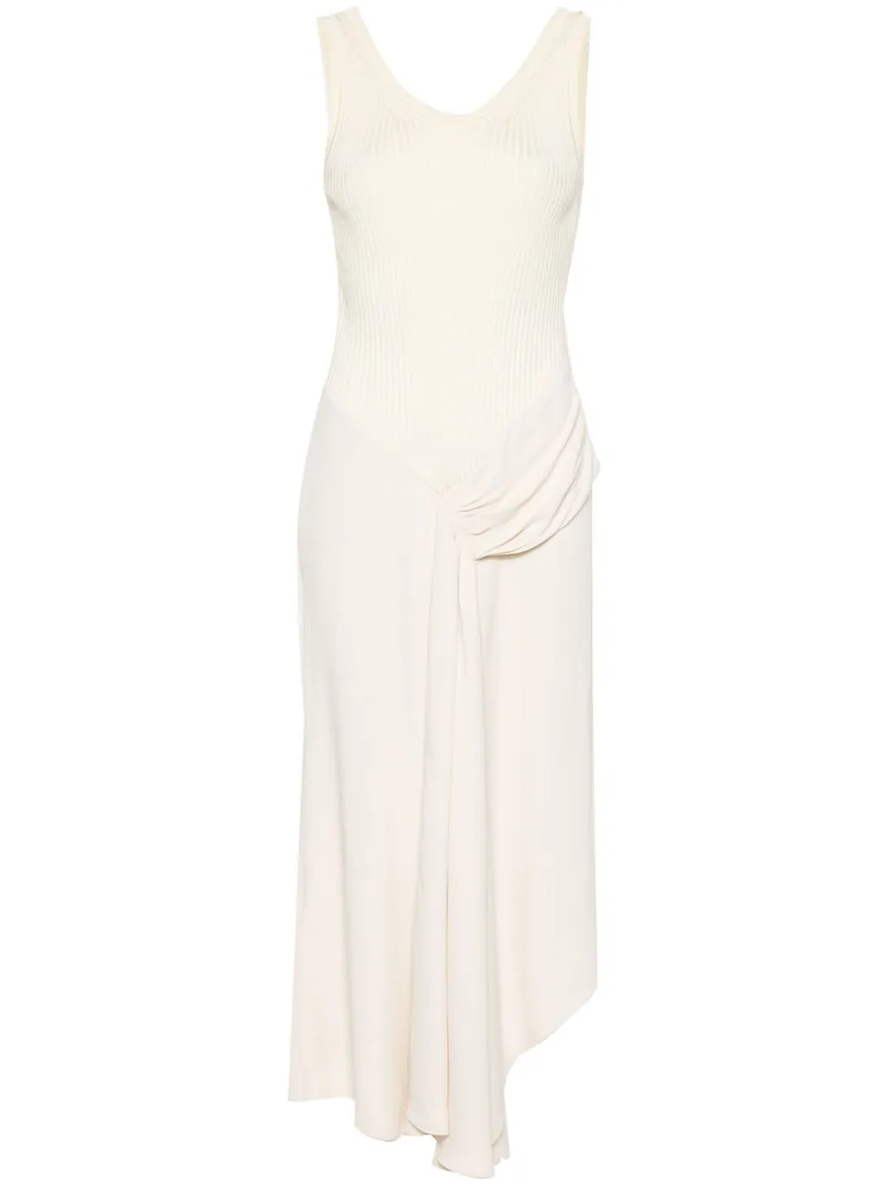 Victoria Beckham Asymmetric Panelled Midi Dress In Neutrals