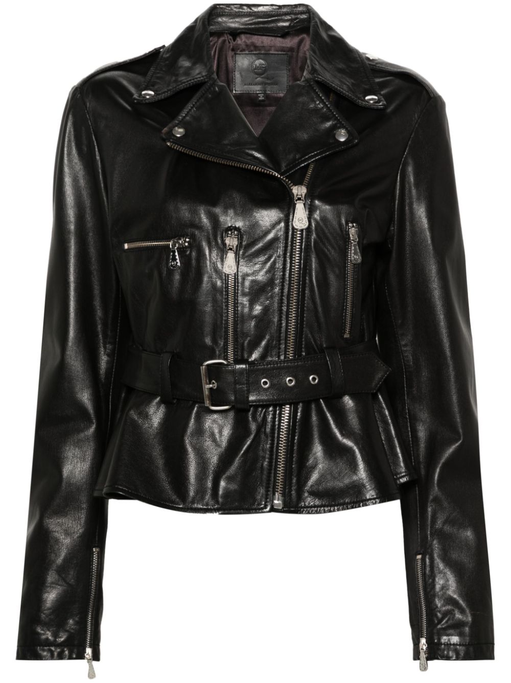 Pre-owned Alexander Mcqueen 2000s Leather Biker Jacket In Black