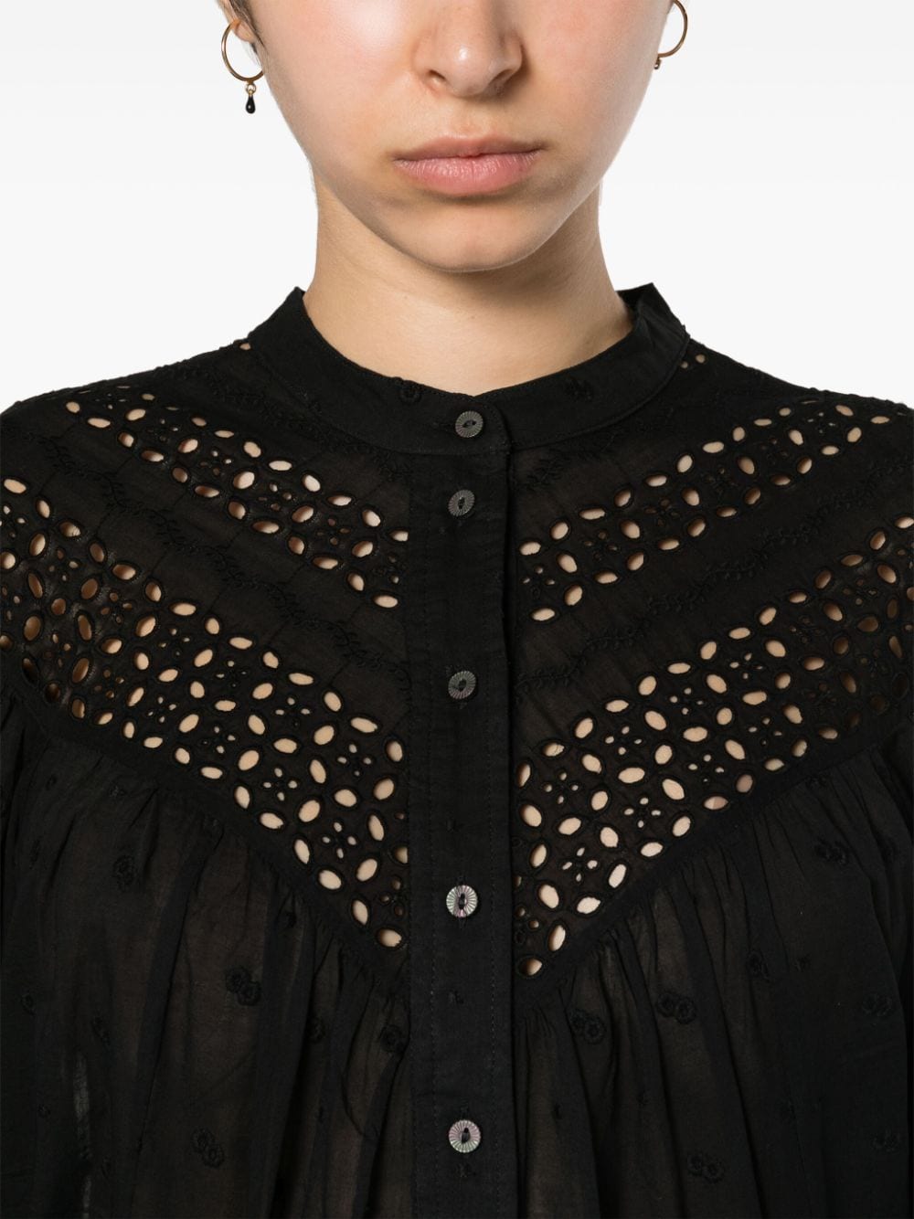 Shop Marant Etoile Safi Broderie-anglaise Shirt In Black