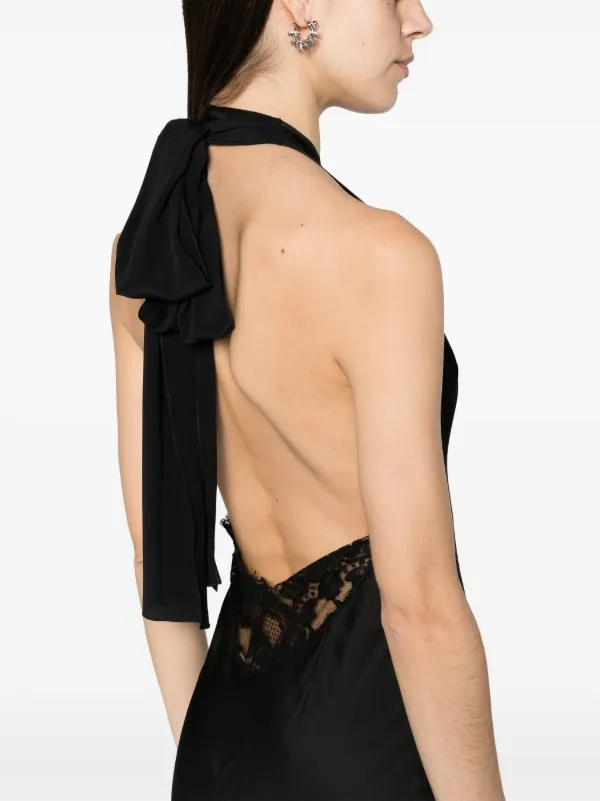 N21 Open-Back Satin Maxi Dress - Black