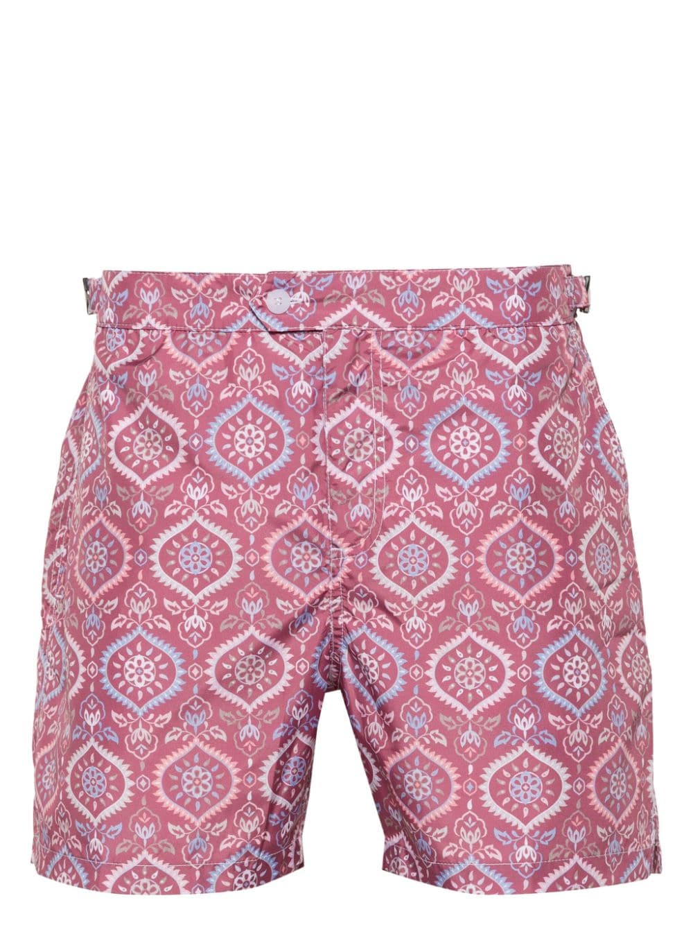 Fedeli Abstract-print Swim Shorts In Pink