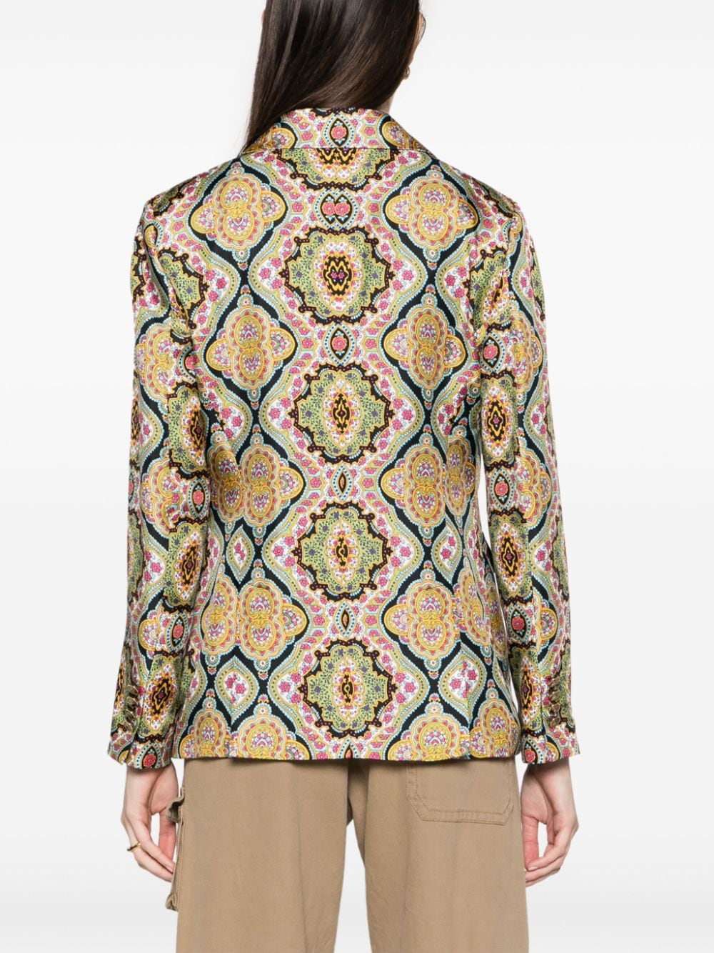 Shop Etro Floral-print Silk Blazer In Green