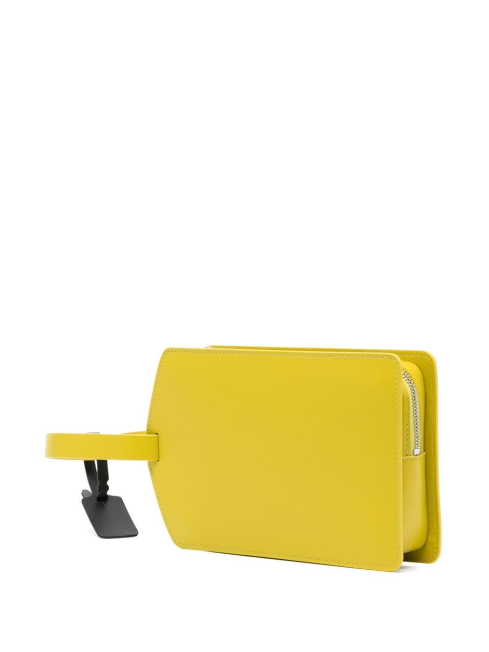 Shop Off-white Medium Zip Tie Leather Clutch Bag In Yellow