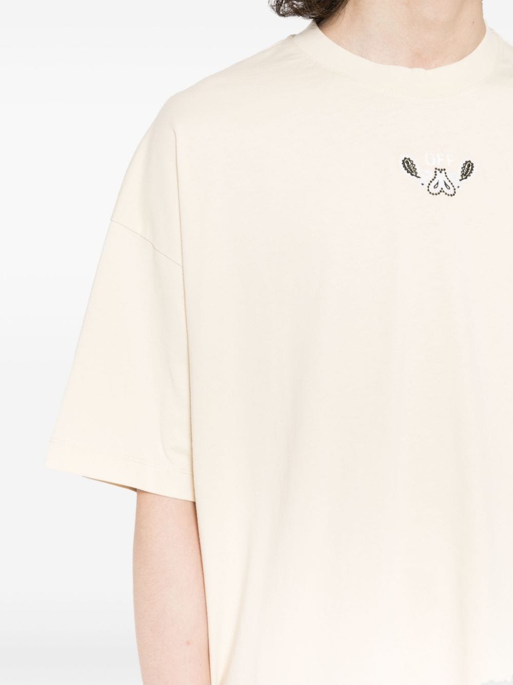 Shop Off-white Bandana Half Arrow Cotton T-shirt In Neutrals