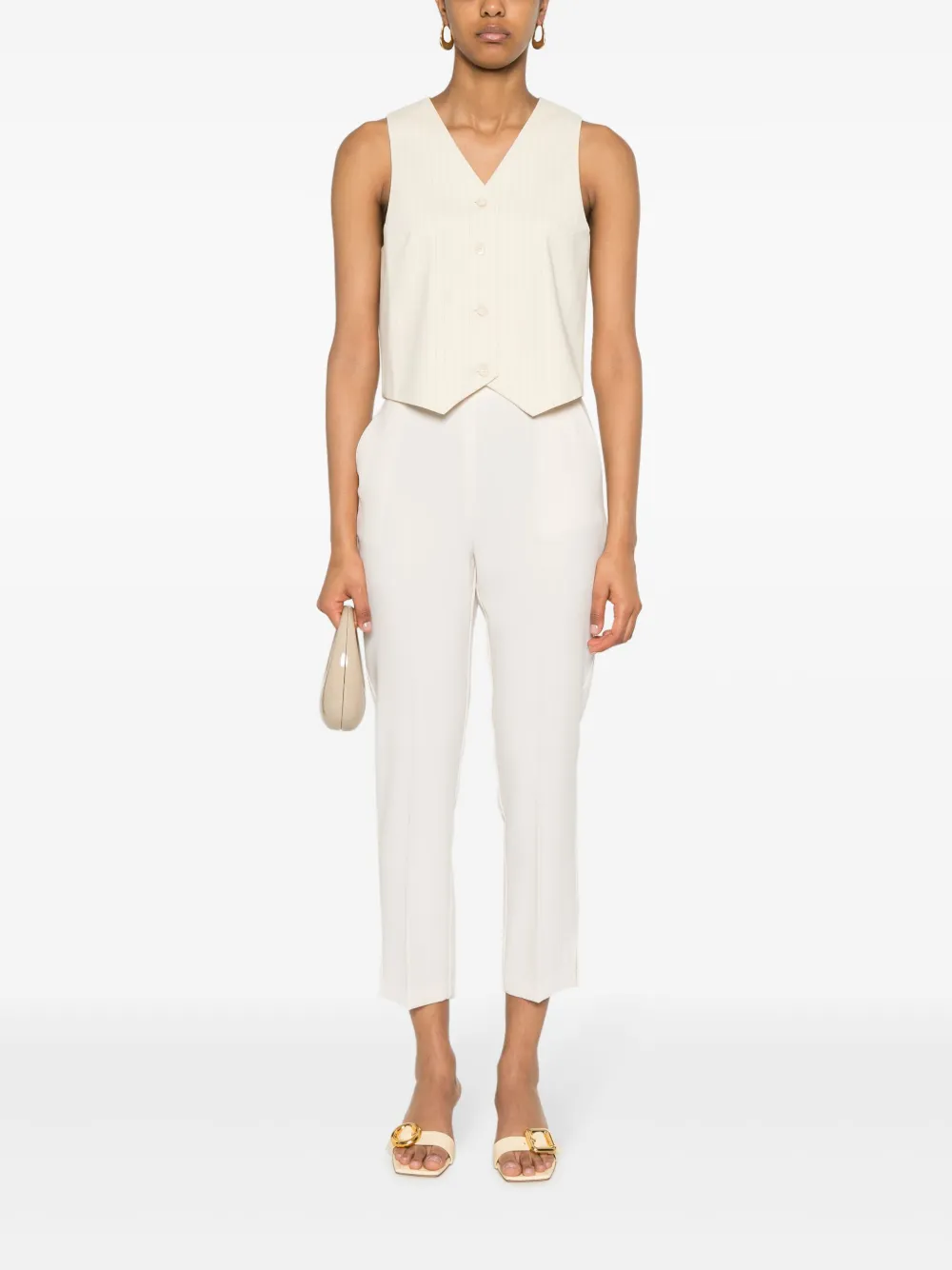 THE ANDAMANE pinstriped tailored vest - Beige