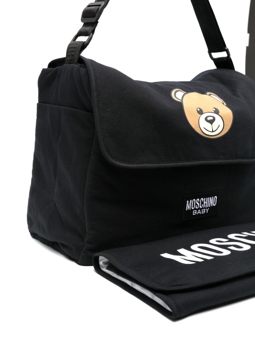 Shop Moschino Teddy Bear Cotton Changing Bag In Black