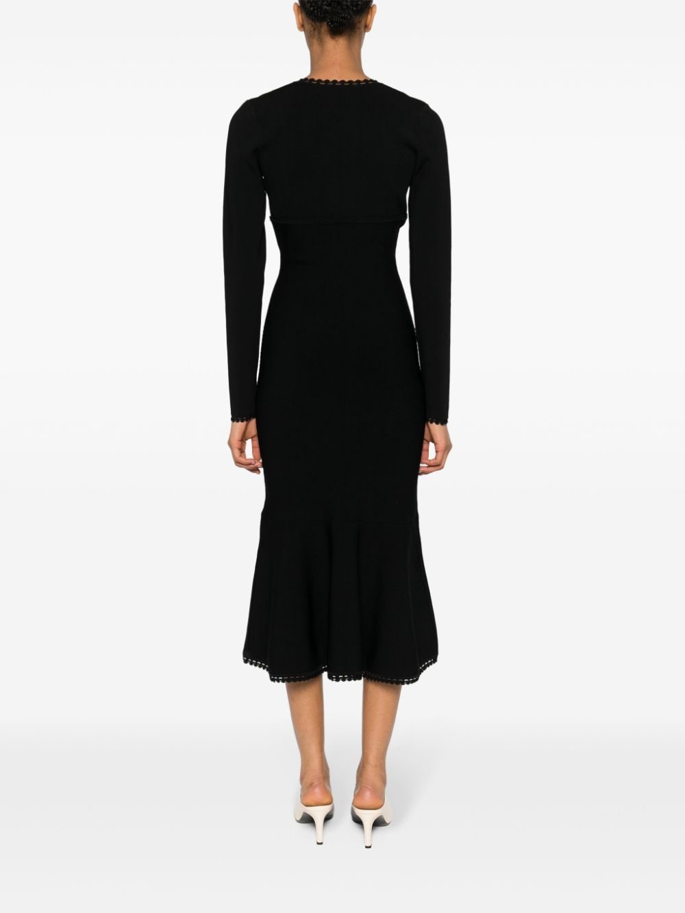 Shop Victoria Beckham Plunging V-neck Midi Dress In Black