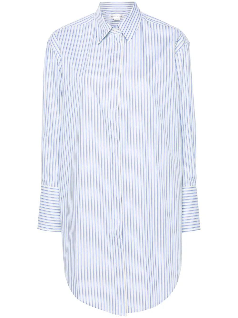 Victoria Beckham Striped Organic Cotton Shirt In Blue