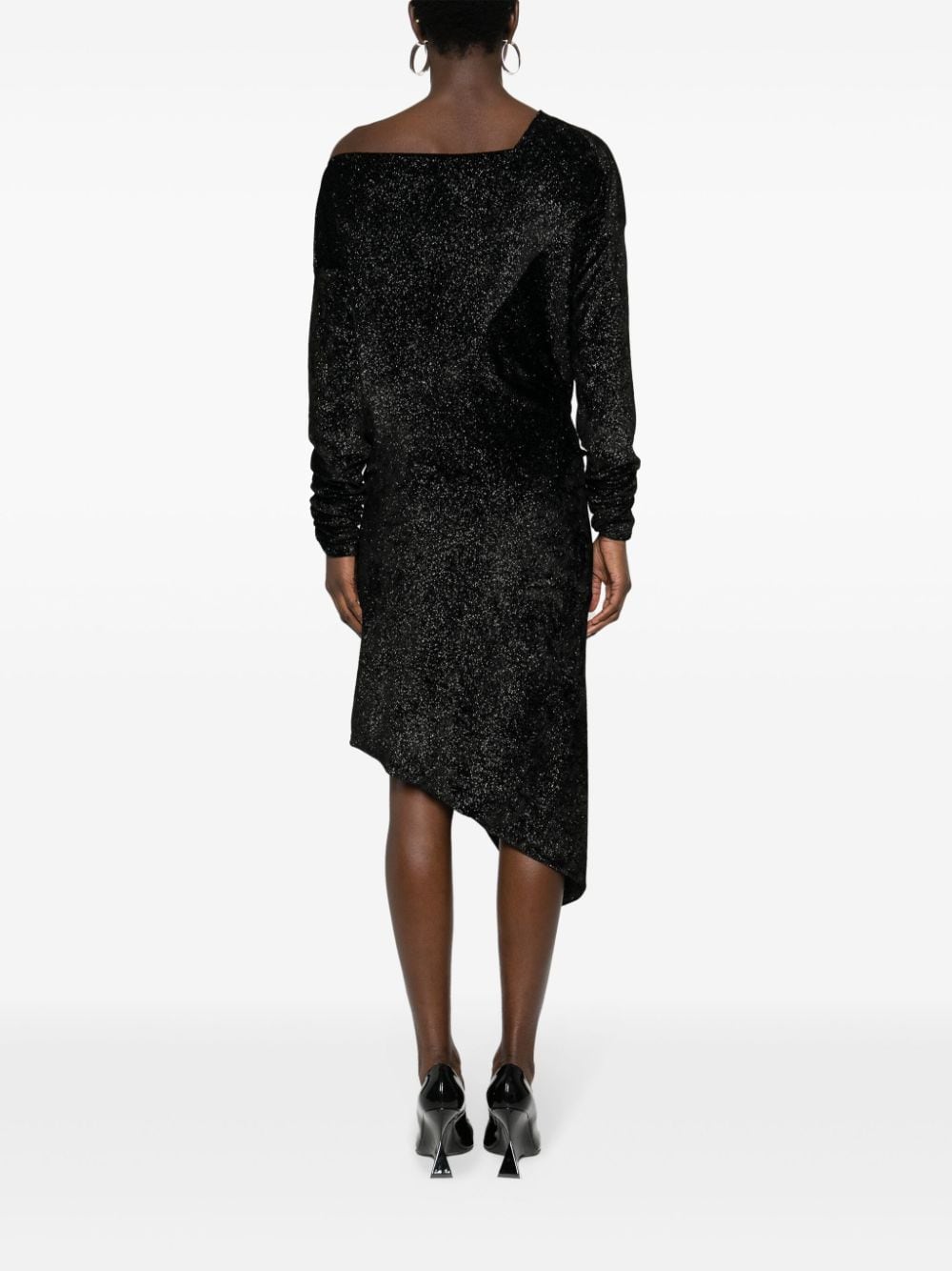 Pre-owned Vivienne Westwood 1990s Asymmetric Glittered Dress In Black