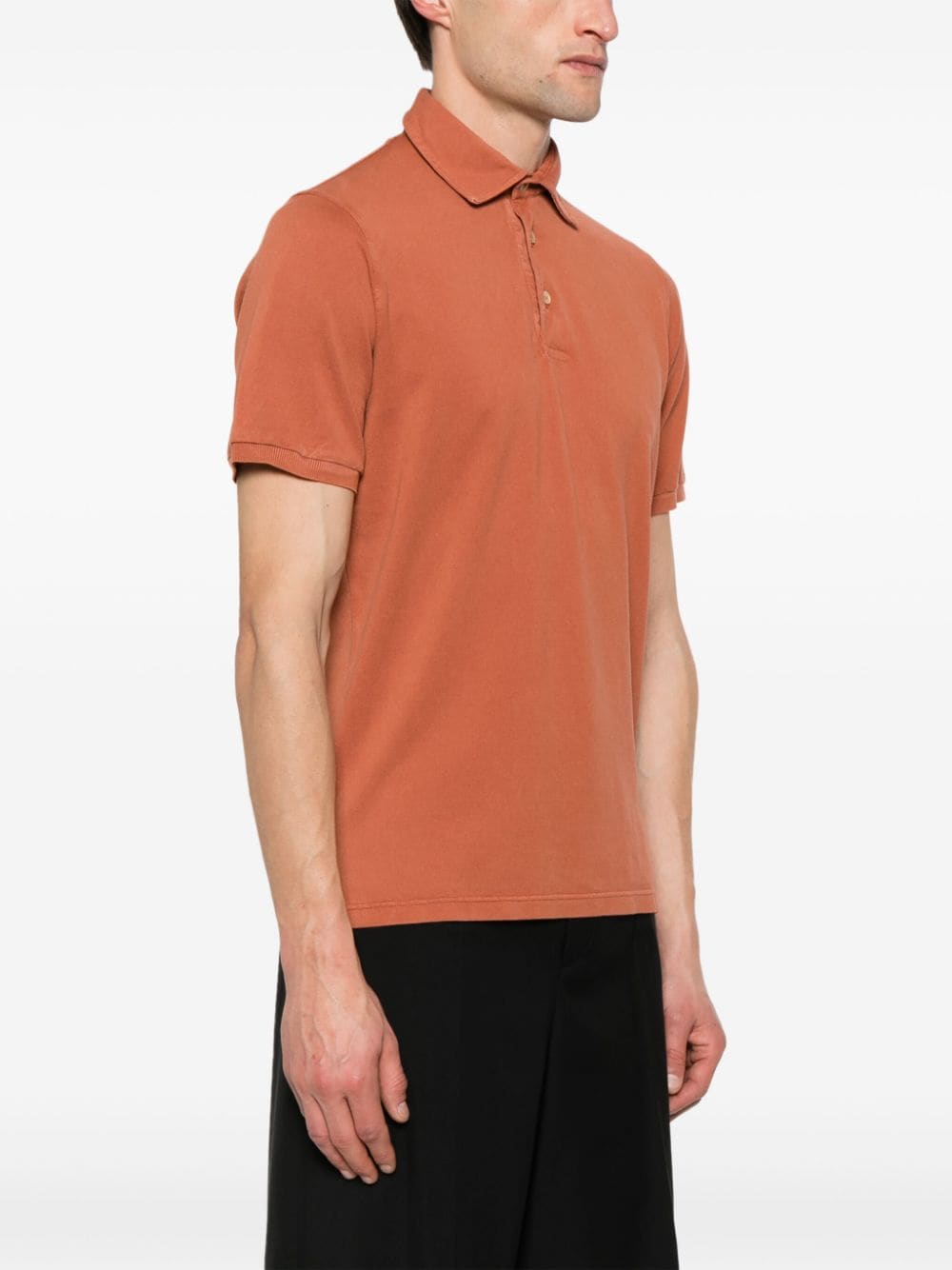 Shop Fedeli Piqué Polo Collar In Orange