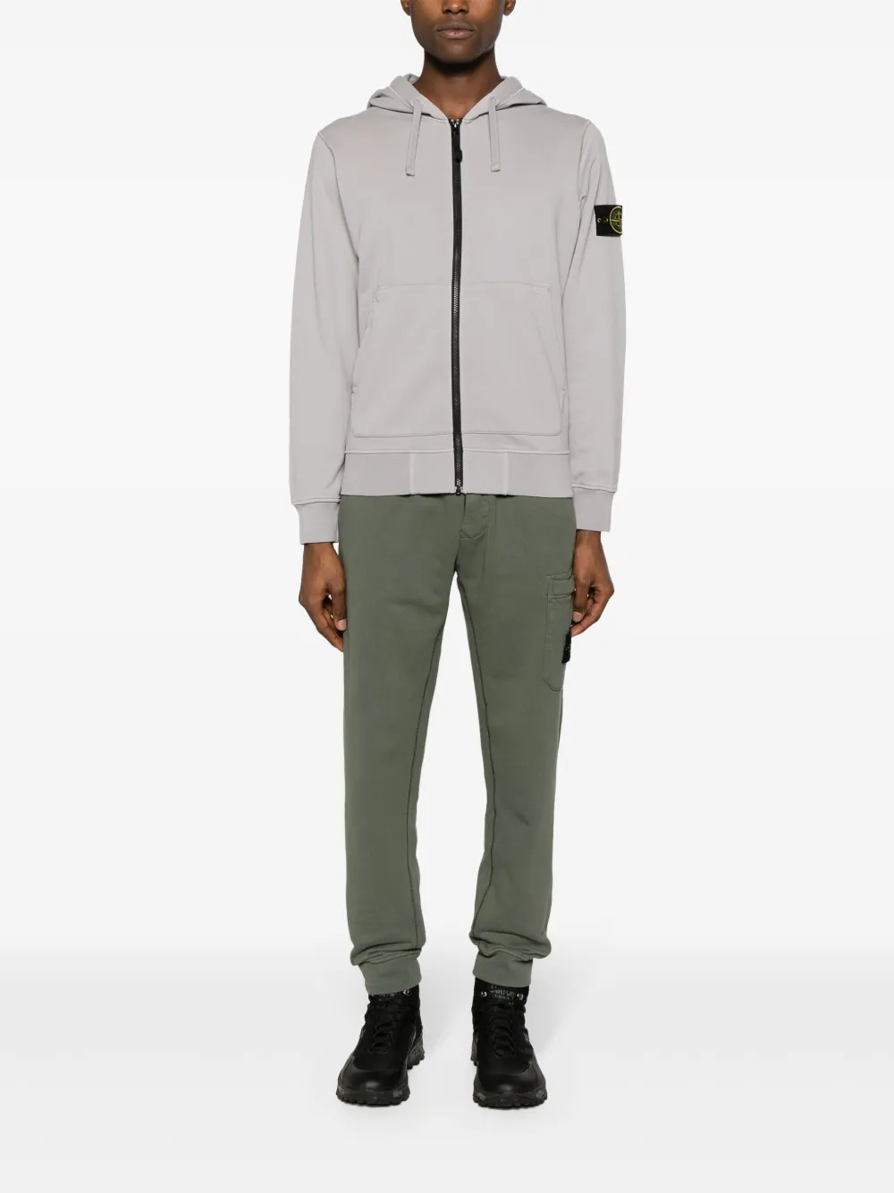 Stone Island Katoenen hoodie met rits - Grijs