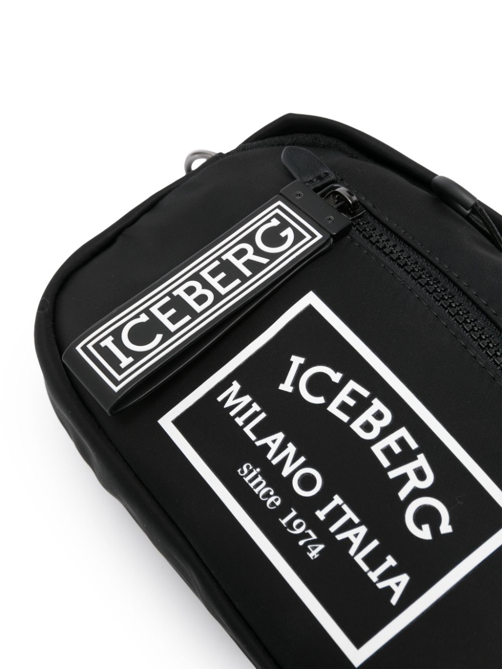 Shop Iceberg Rubberised Logo Shoulder Bag In Black