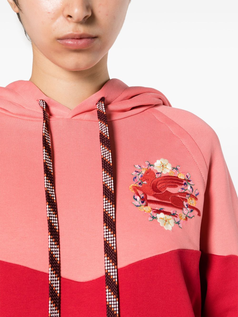 Shop Etro Logo-embroidered Cotton Hoodie In Pink