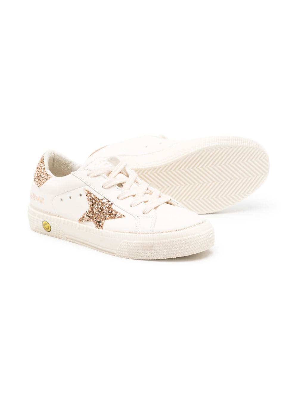 Shop Golden Goose May Star Glitter-detailed Sneakers In White