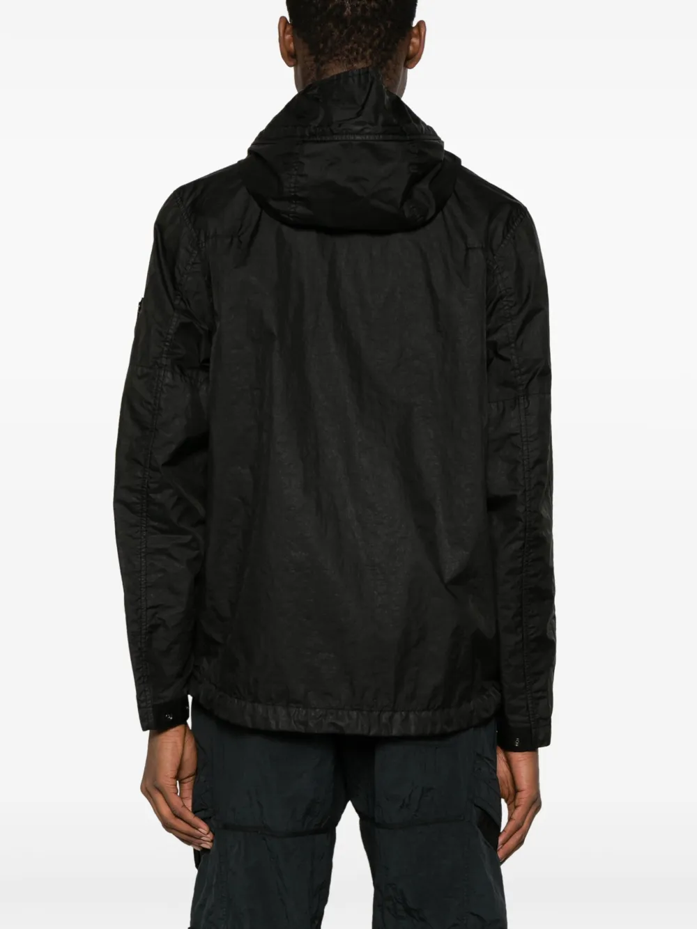 Shop Stone Island Membrana 3l Tc Hooded Windbreaker Jacket In Black