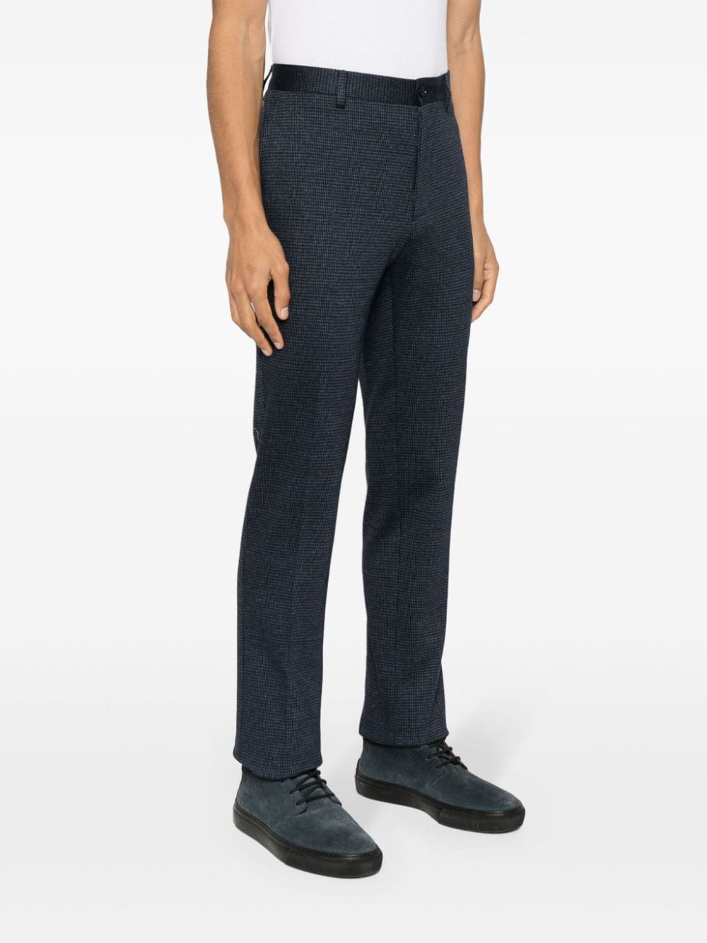 Shop Etro Straight-leg Cotton Trousers In Blue