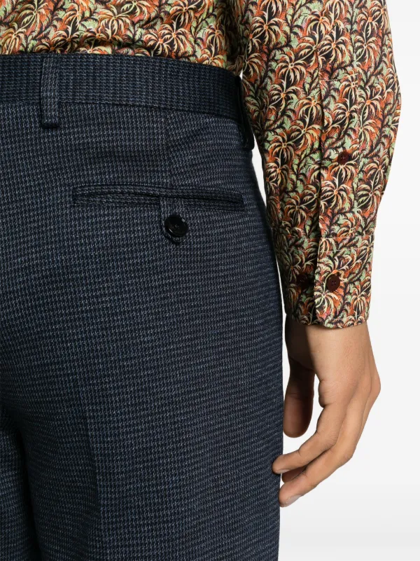 パンツ Etro Blue Cotton Straight Trousers With Buttons ETRO straight-leg Cotton Trousers | Blue | FARFETCH