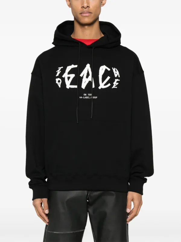 44 LABEL GROUP Peace-logo Cotton Hoodie | Black | FARFETCH NZ
