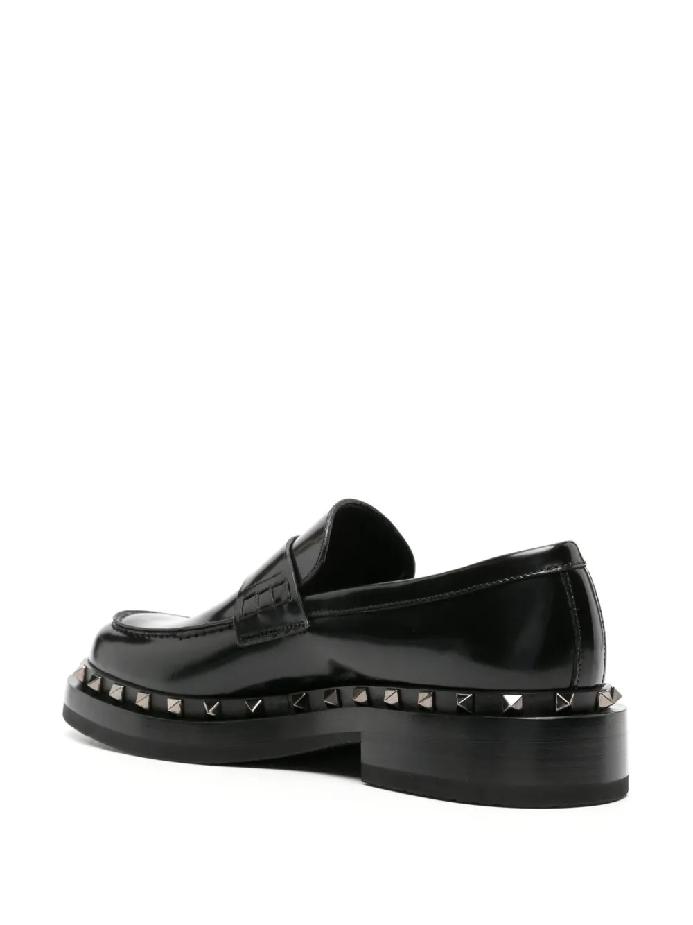 Shop Valentino Rockstud M-way Leather Loafers In Black