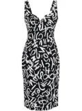 Moschino scribble-print midi dress - Black