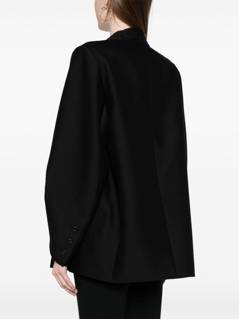 Shop Jnby Contoured-sleeve Wool Blazer In Black