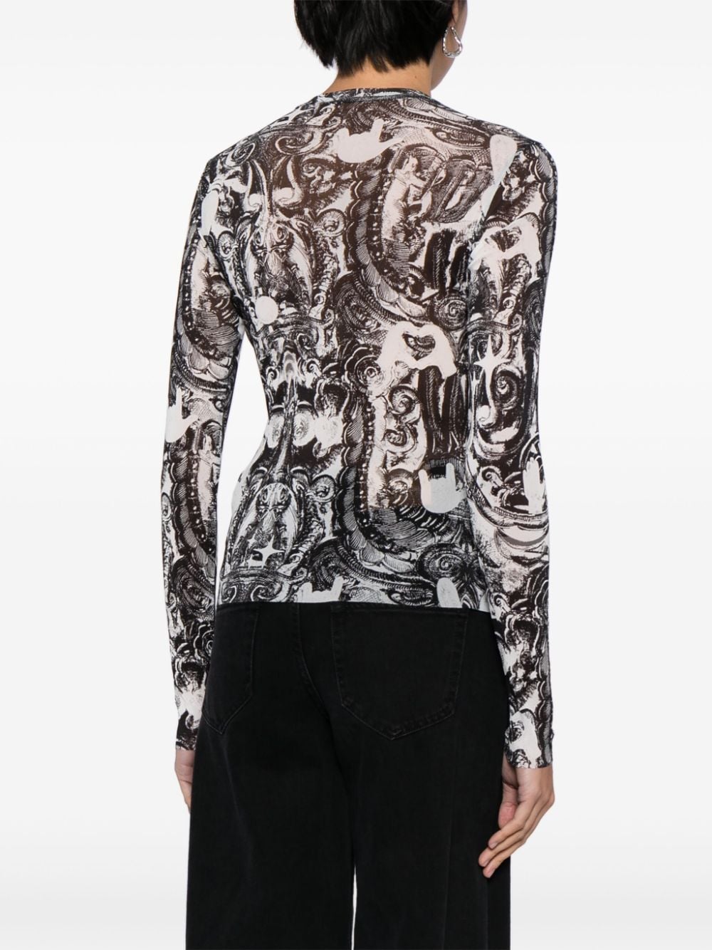 Shop Jnby Abstract-print Long-sleeve T-shirt In Black