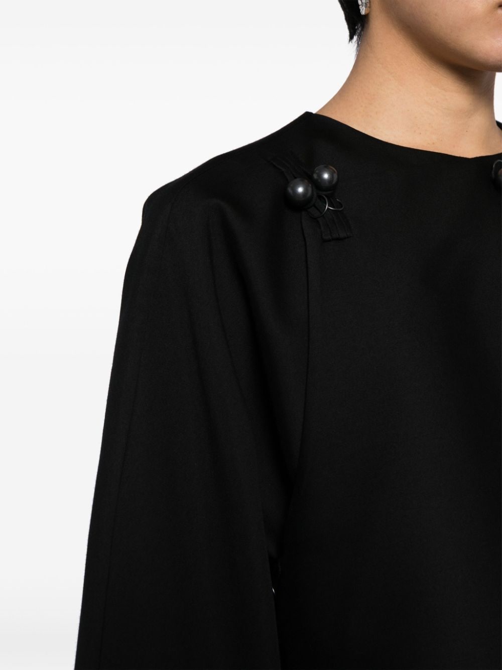 Shop Jnby Collarless Wrap Jacket In Black