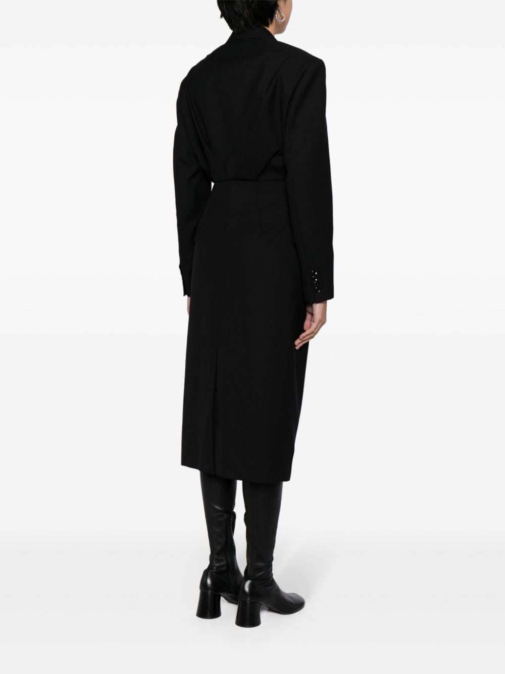 Shop Jnby Pleated Single-breasted Coat In Black