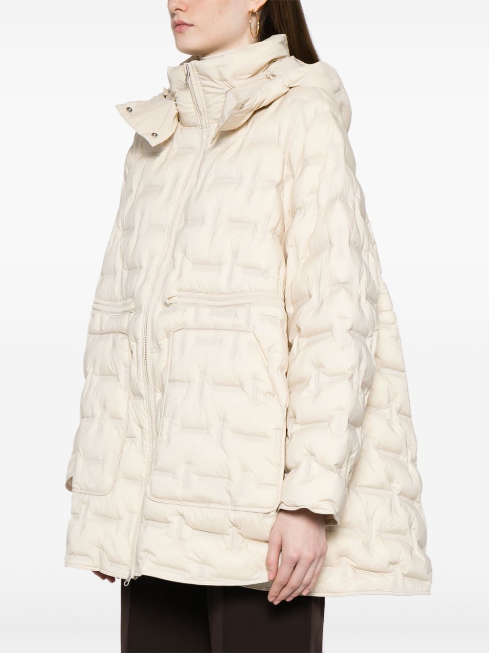 Shop Jnby Hooded Padded Coat In Neutrals