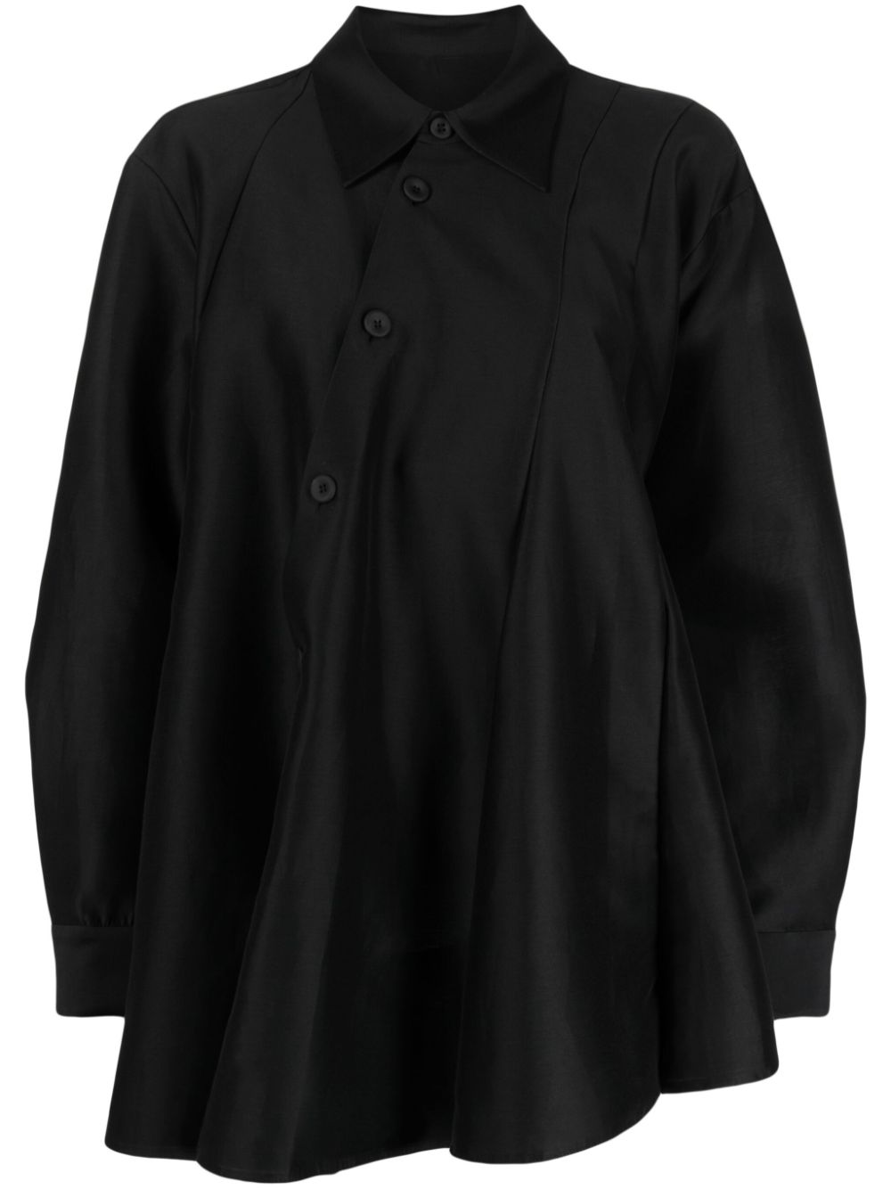 Jnby Asymmetric A-line Shirt In Black