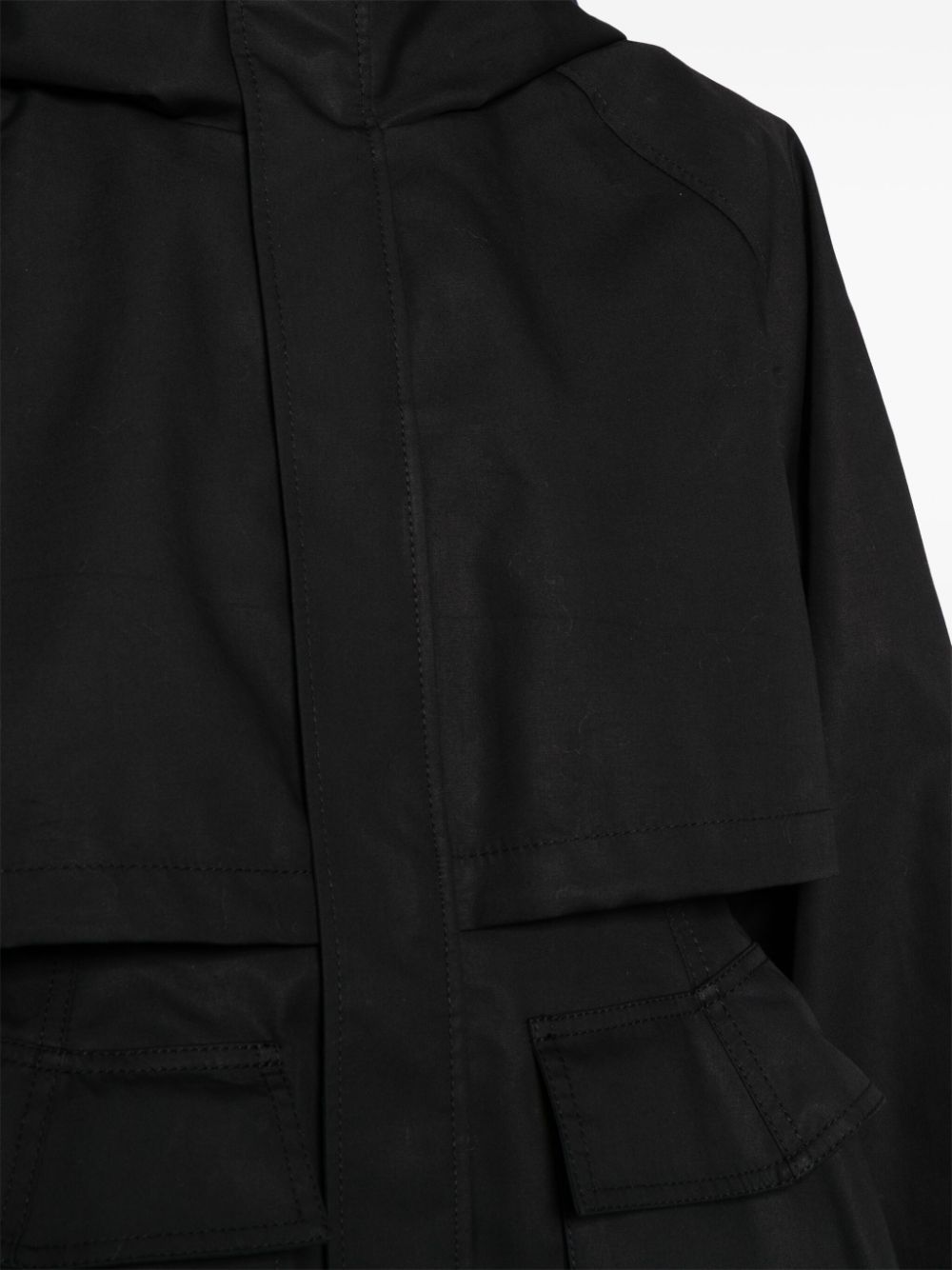 Shop Jnby Hooded Flap Pockets Jacket In Black