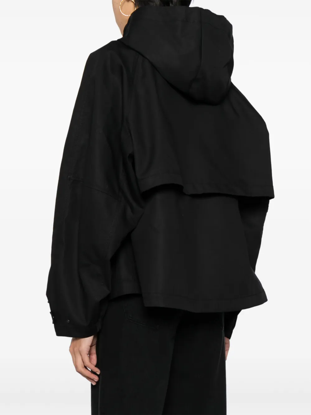 Shop Jnby Hooded Flap Pockets Jacket In Black