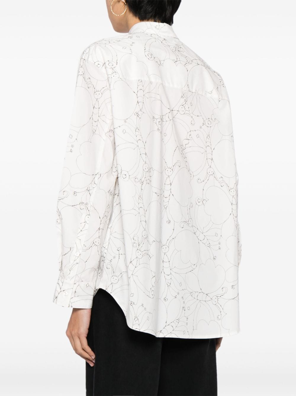 Shop Jnby Sketch-print Stretch-cotton Shirt In White