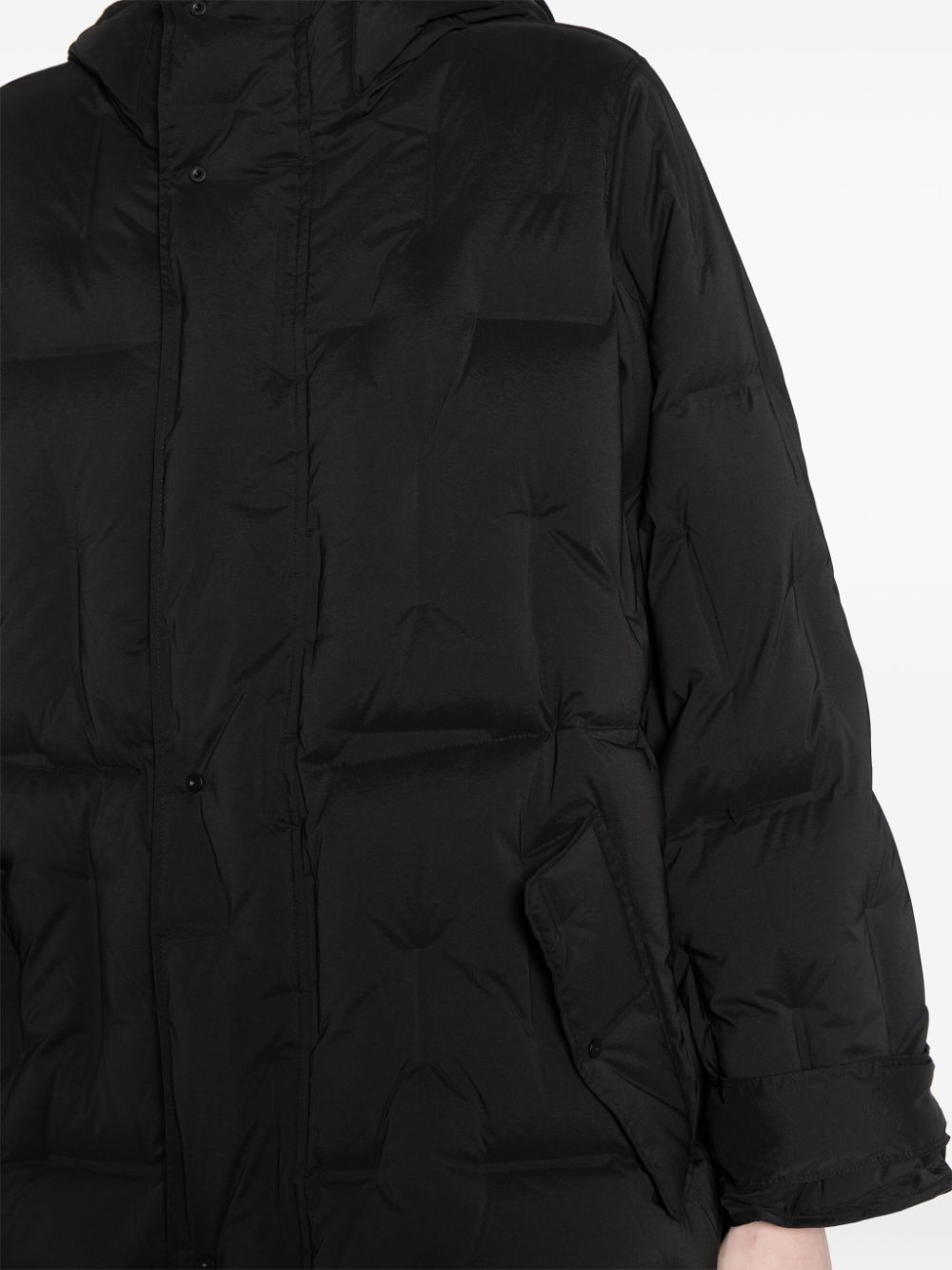 Shop Jnby Hooded Quilted Coat In Black