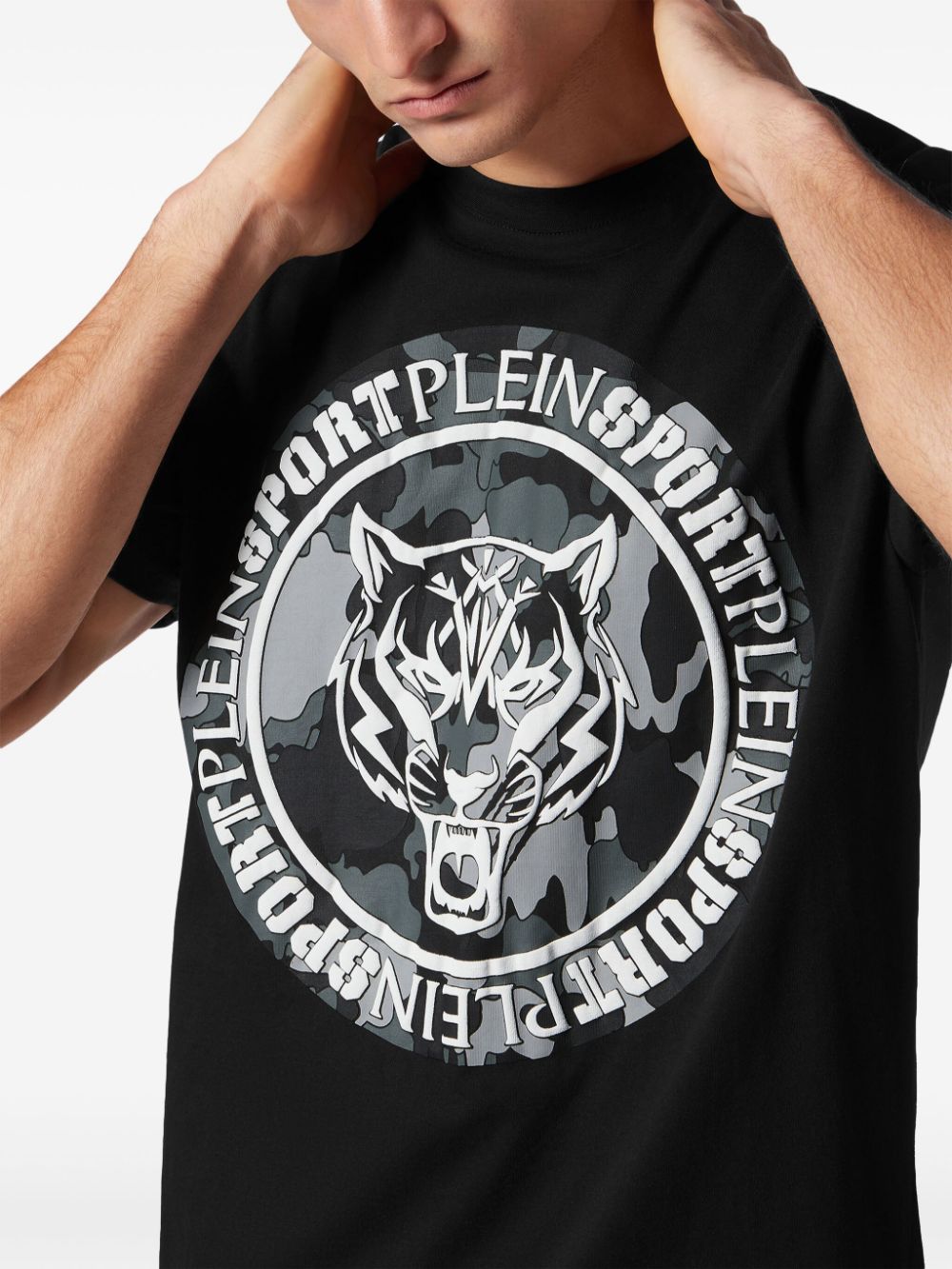 Shop Plein Sport Tiger-print Cotton T-shirt In Black