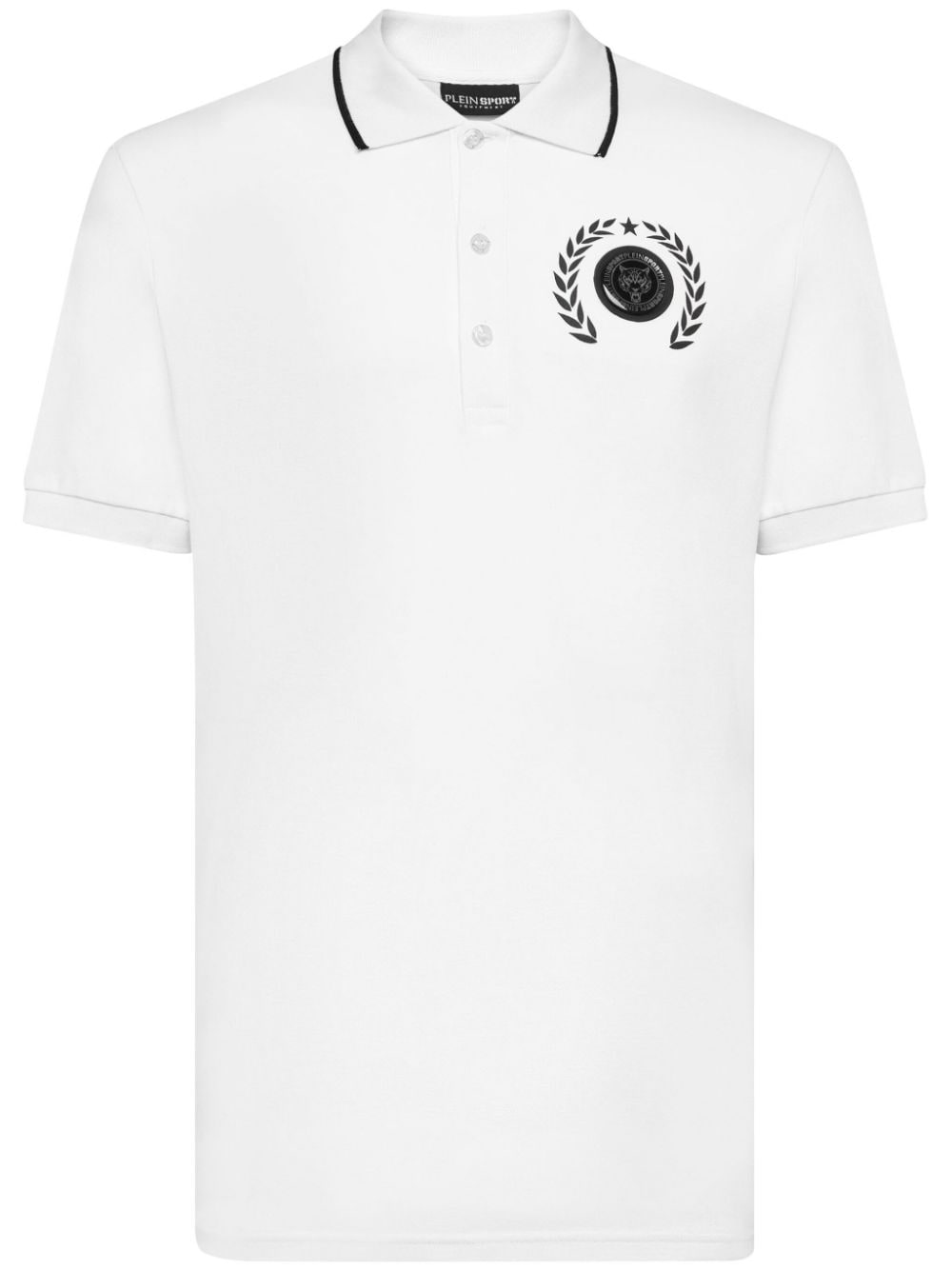 Plein Sport Logo印花棉polo衫 In White