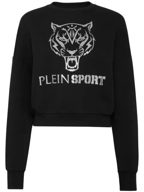 Plein Sport tiger-print cropped sweatshirt