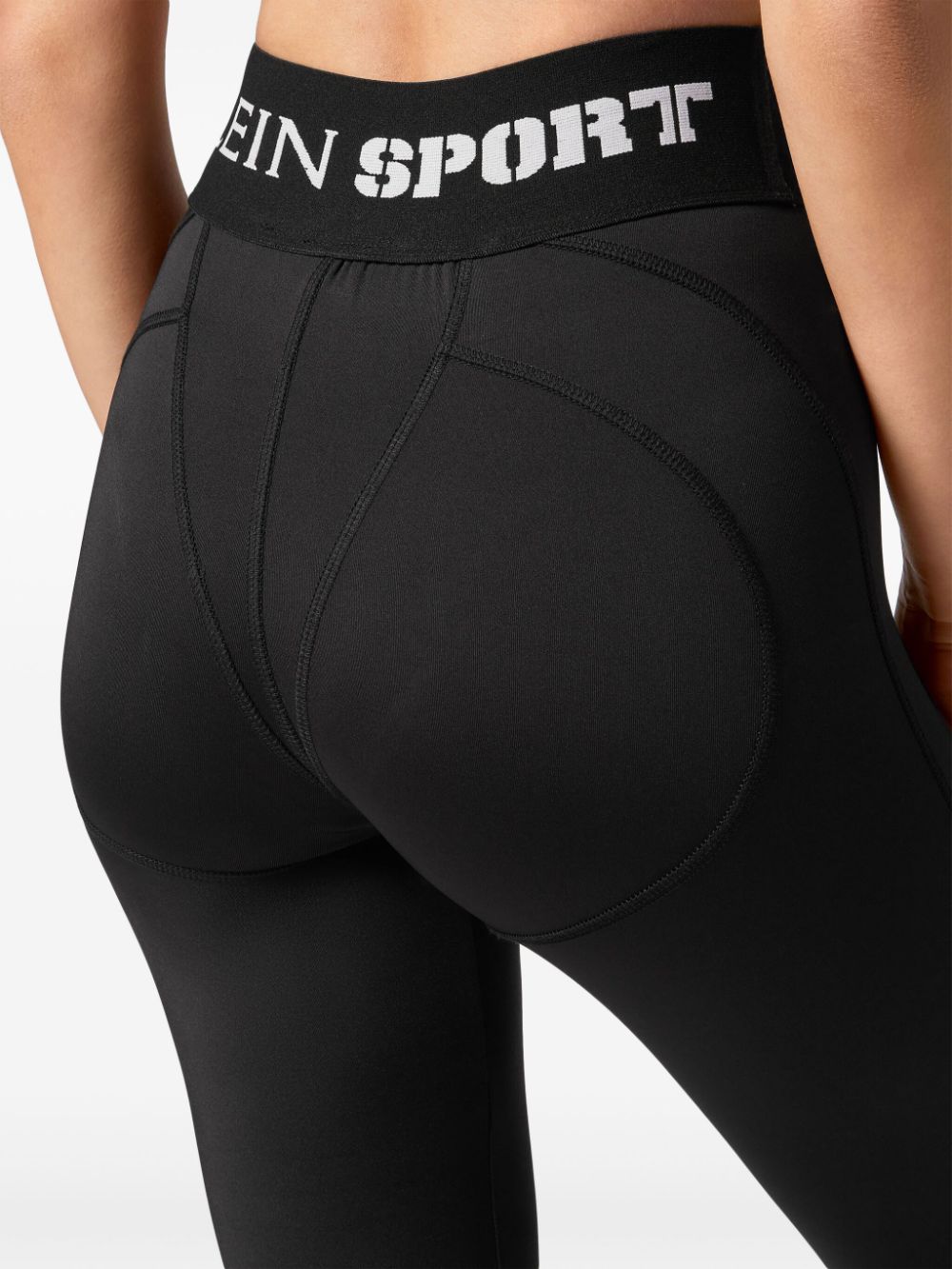 Shop Plein Sport Logo-waistband Leggings In Black