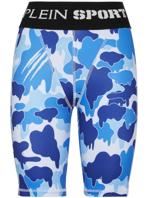 Plein Sport camouflage-print logo-waistband leggings