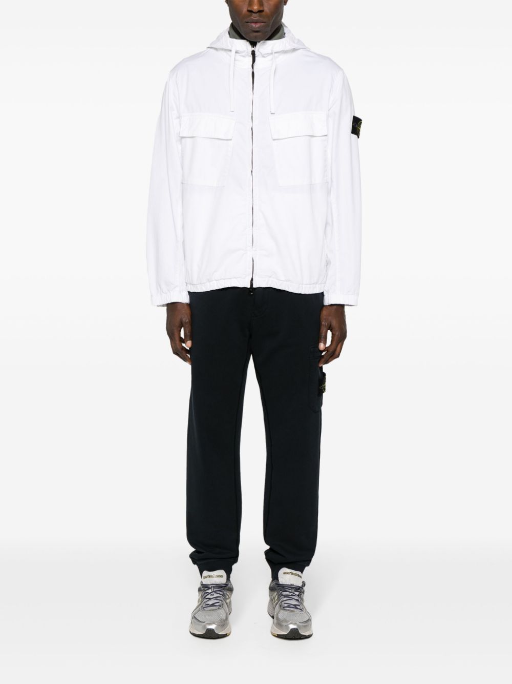 Shop Stone Island Compass-badge Hooded Jacket In White
